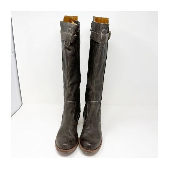 Korks Women's Riding Equestrian Long Peebled Black Buckle Boots Size 7 1/2M - Picture 7 of 9